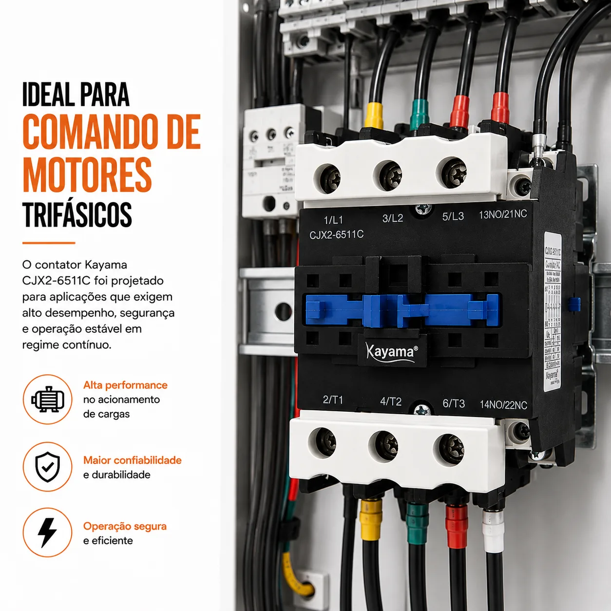 contator Tripolar CJX2-6511C - 220V- 50/60 HZ - KAYAMA — imagem 4