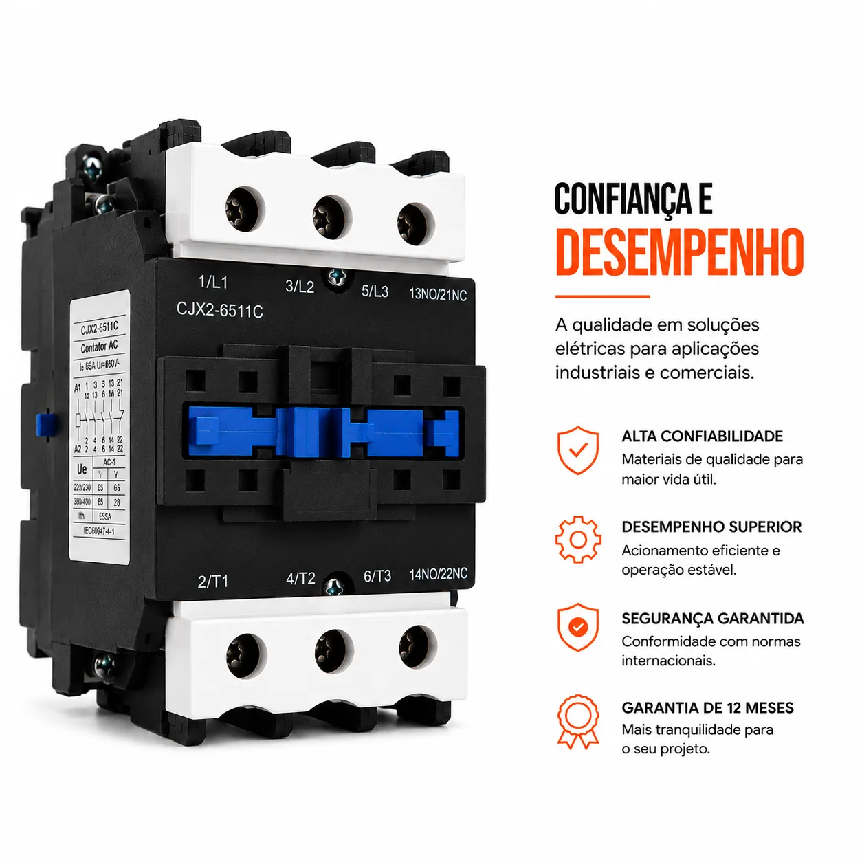 contator Tripolar CJX2-6511C - 220V- 50/60 HZ - KAYAMA — imagem 9
