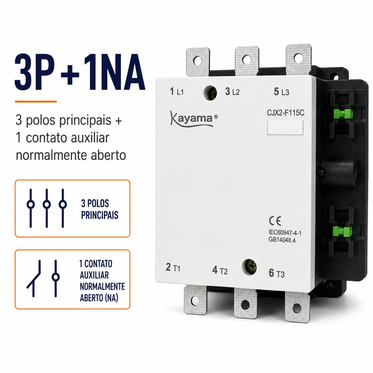 contator Tripolar CJX2-F115C - 220V- 50/60 HZ - KAYAMA — imagem 4