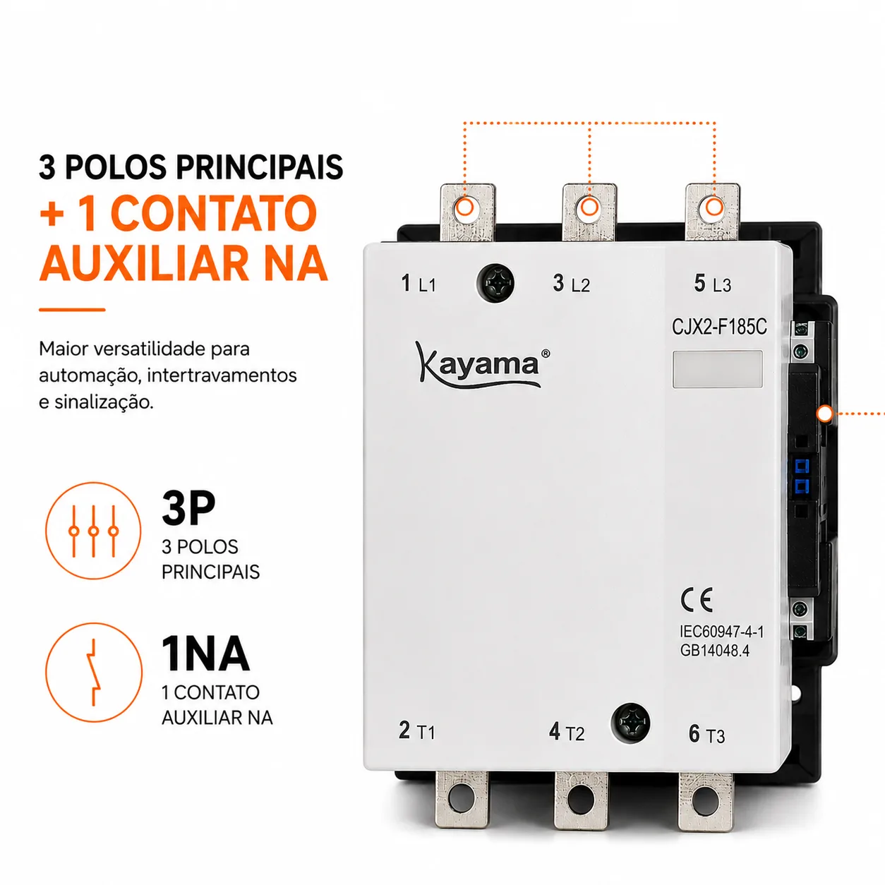 contator Tripolar CJX2-F185C - 220V- 50/60 HZ - KAYAMA — imagem 4