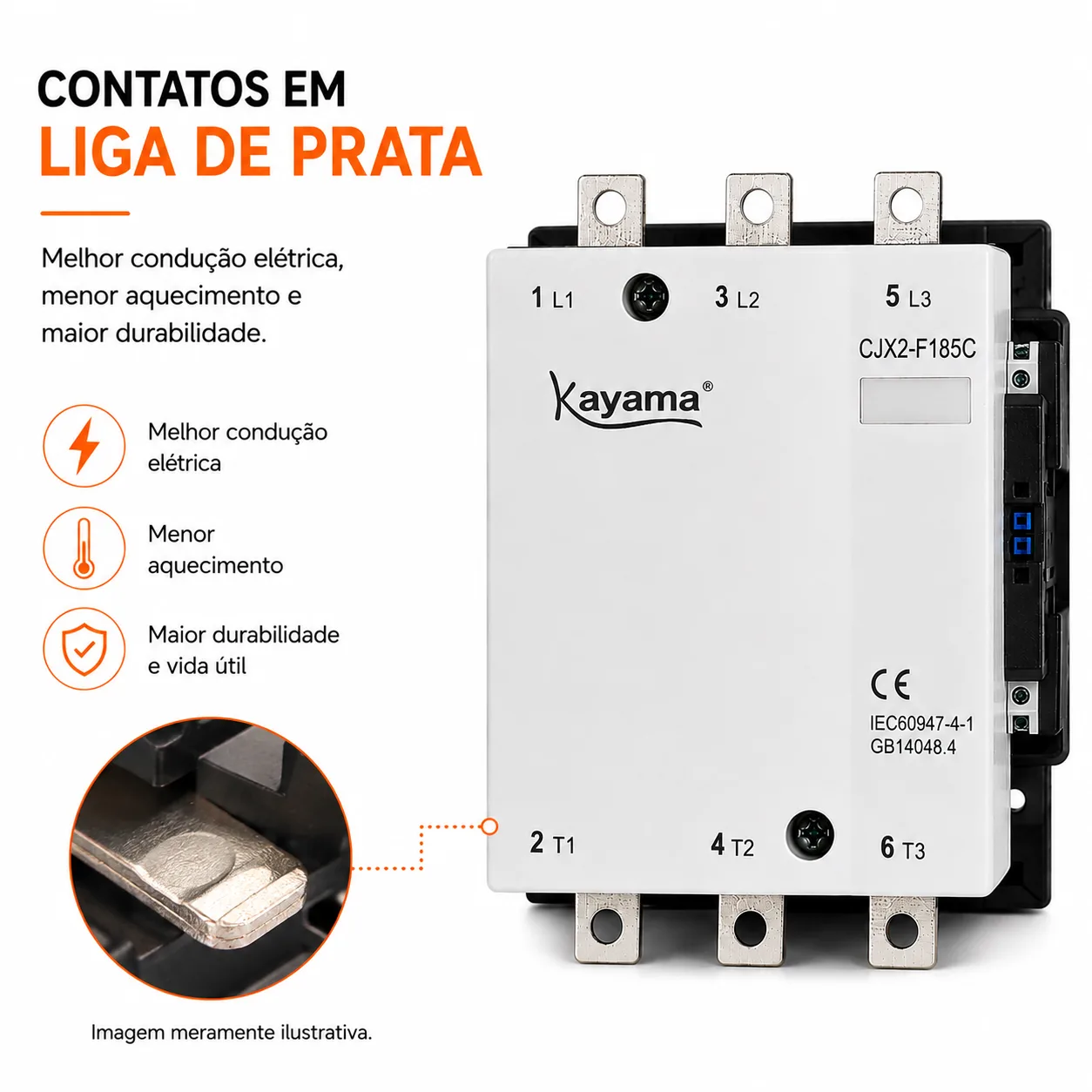 contator Tripolar CJX2-F185C - 220V- 50/60 HZ - KAYAMA — imagem 7