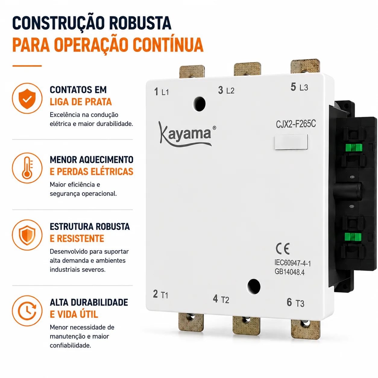 contator Tripolar CJX2-F265C - 220V- 50/60 HZ - KAYAMA — imagem 5