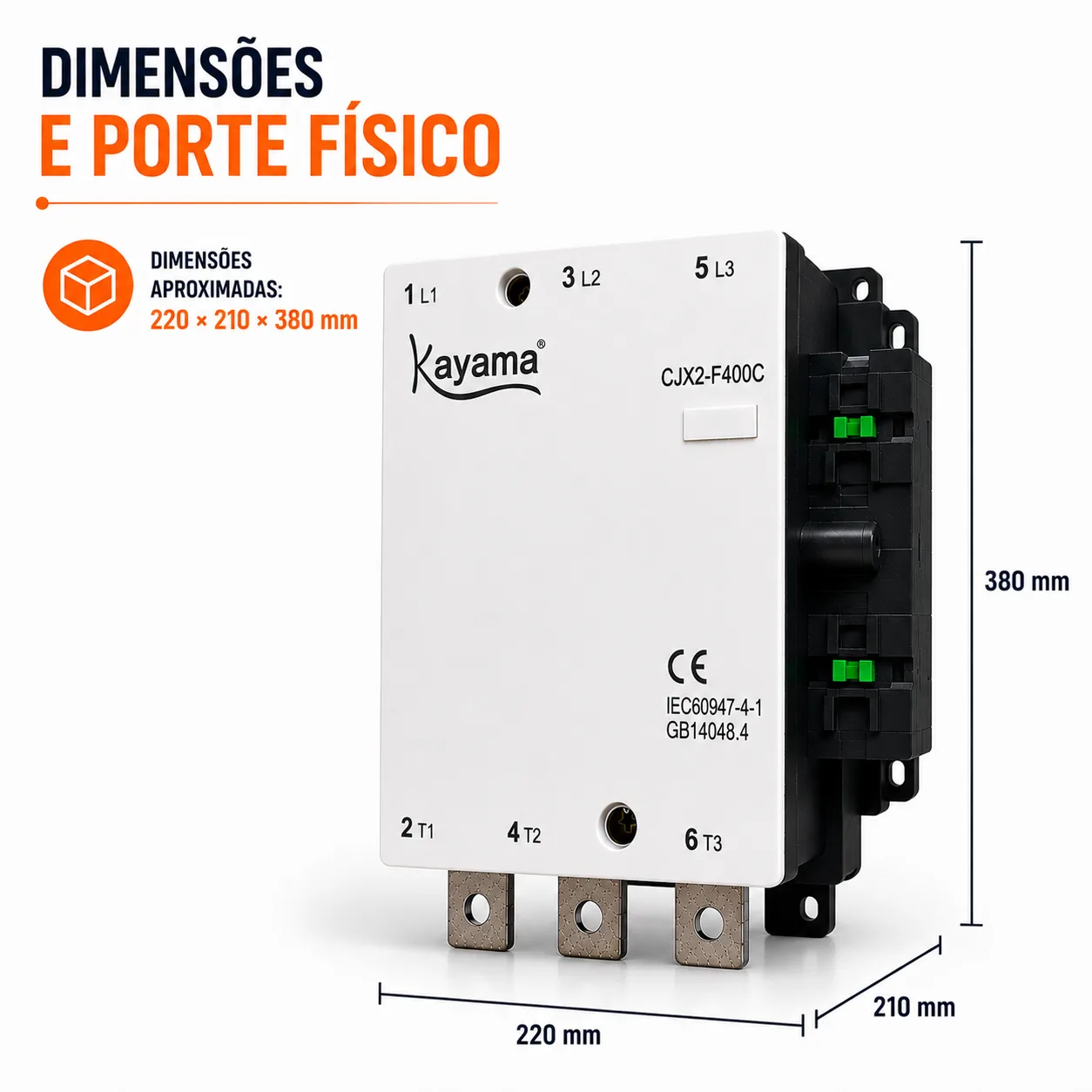 contator Tripolar CJX2-F400C - 220V- 50/60 HZ - KAYAMA — imagem 3