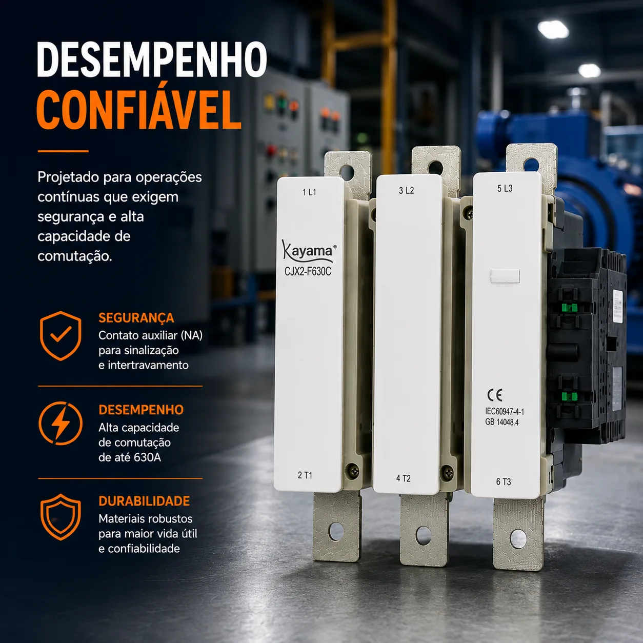 contator Tripolar CJX2-F630C - 220V- 50/60 HZ - KAYAMA — imagem 8