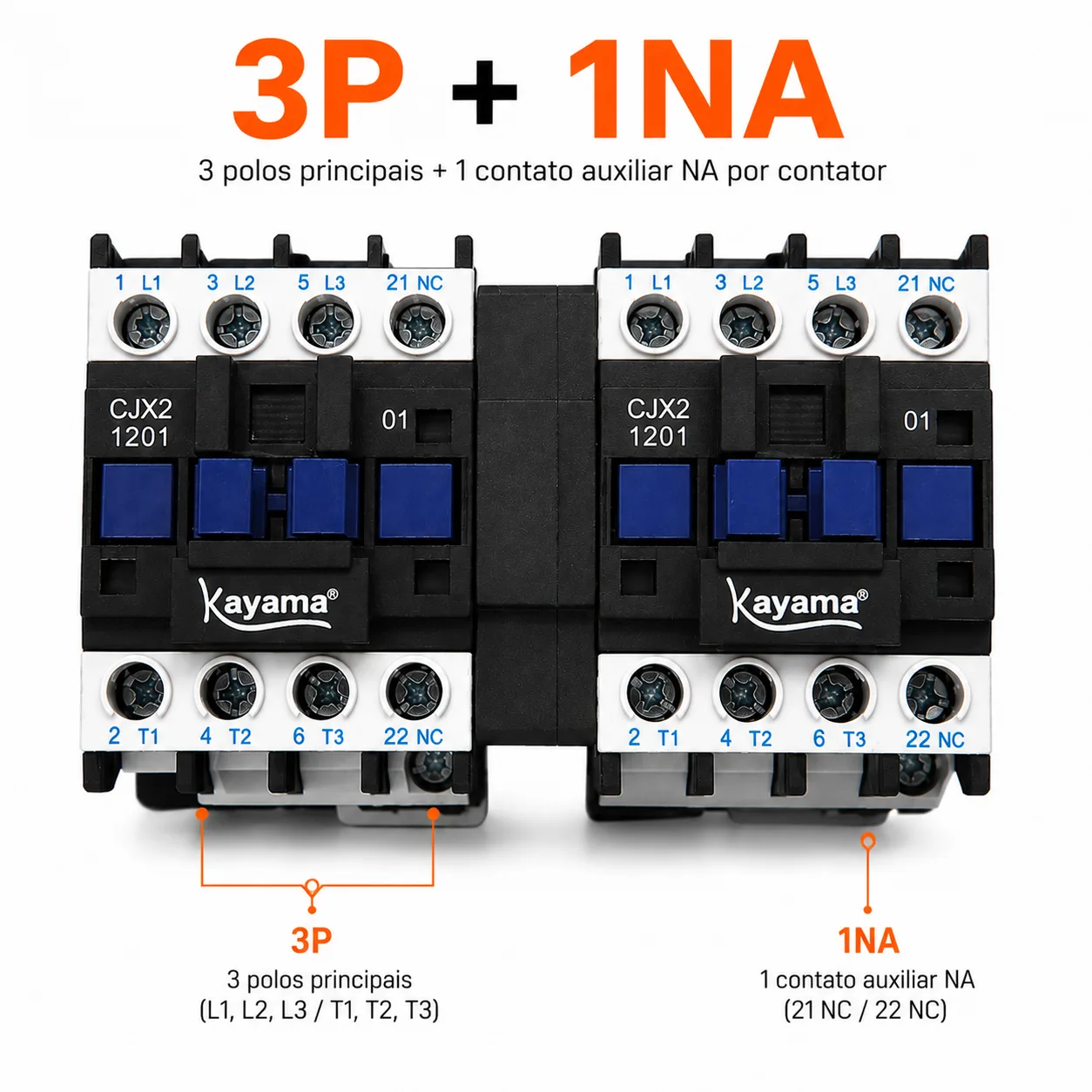 Contator Tripolar duplo CJX2-1210B - 220V- 50/60 HZ - com intertravamento - KAYAMA — imagem 4