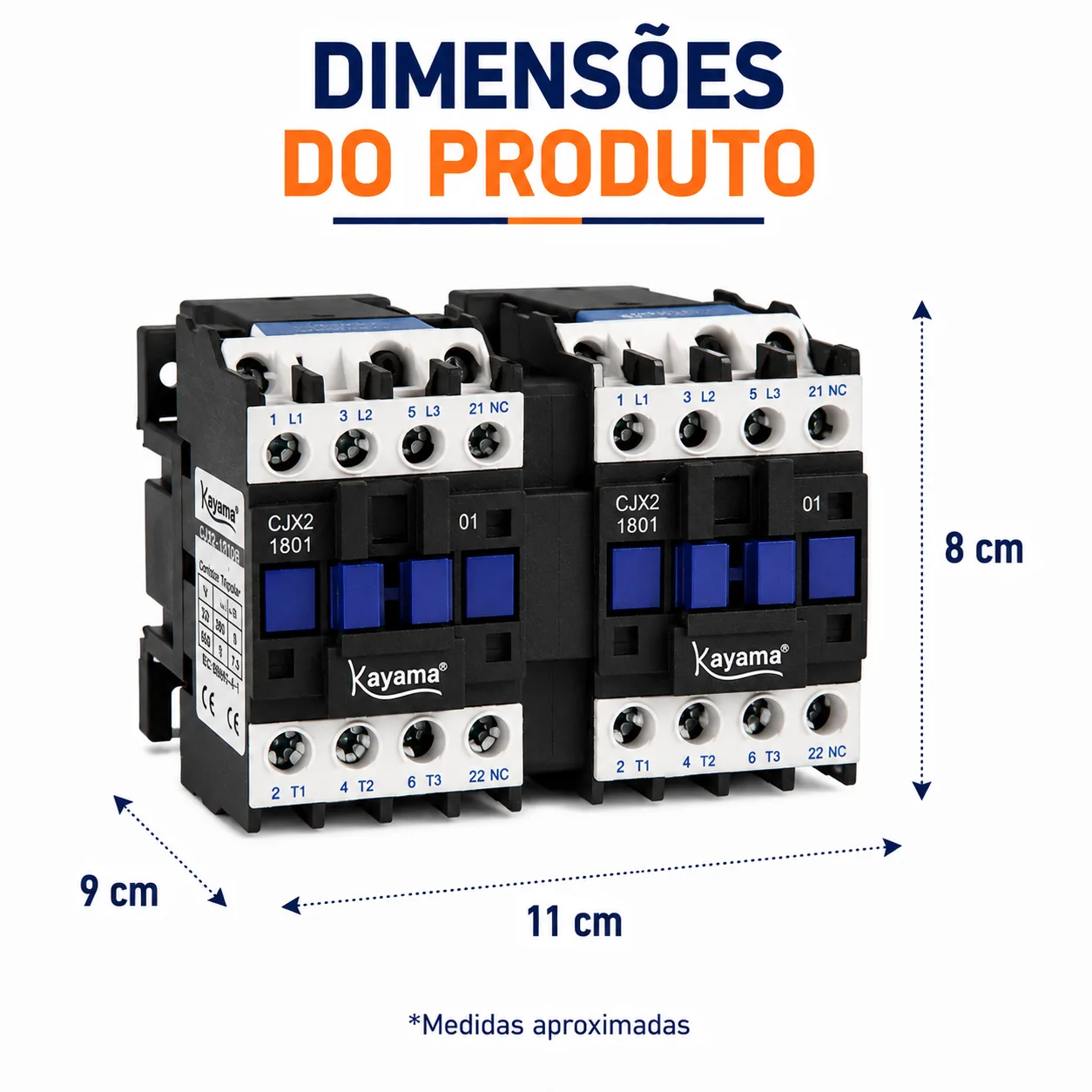 Contator Tripolar duplo CJX2-1810B - 220V- 50/60 HZ - com intertravamento - KAYAMA — imagem 6