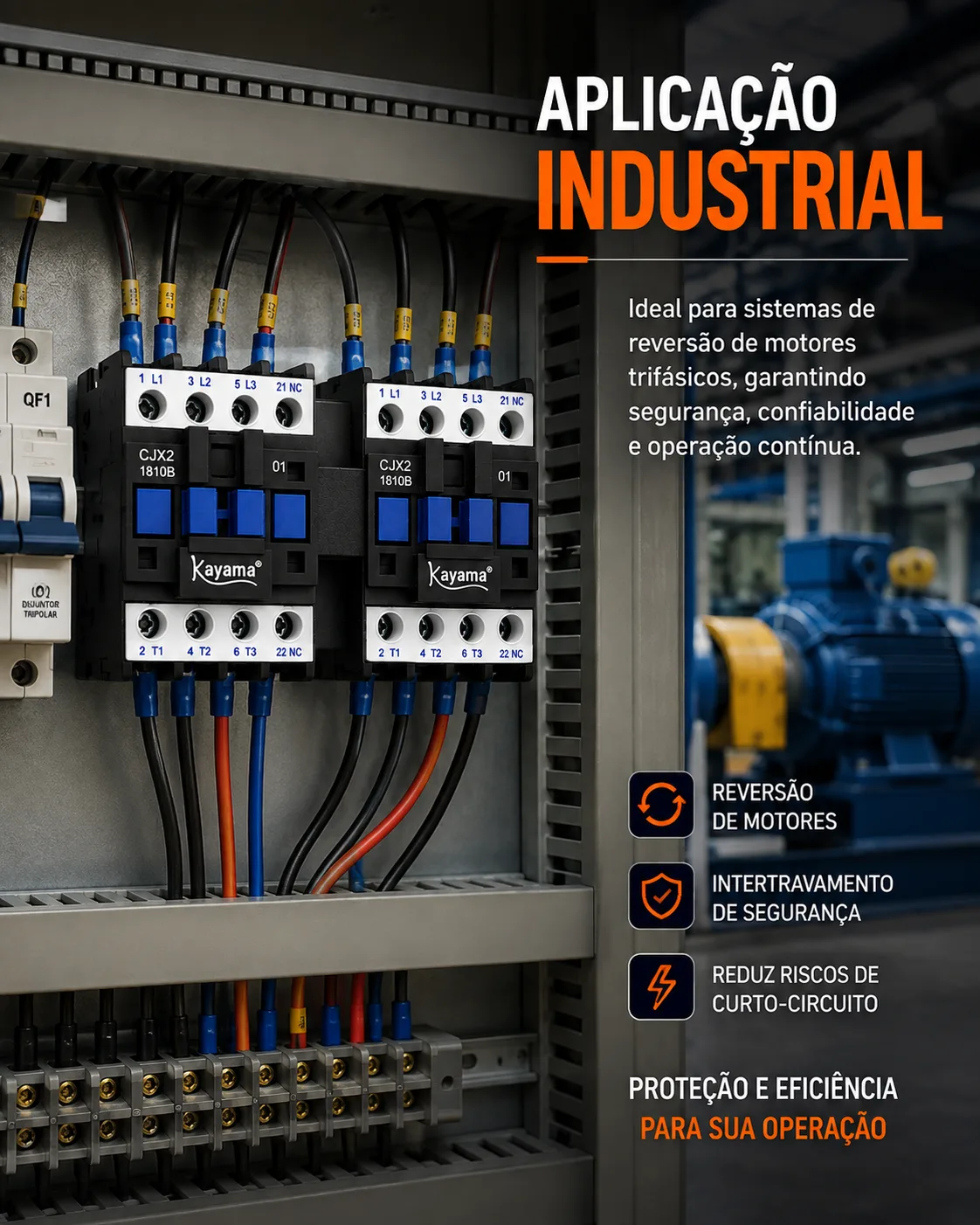 Contator Tripolar duplo CJX2-1810B - 220V- 50/60 HZ - com intertravamento - KAYAMA — imagem 9