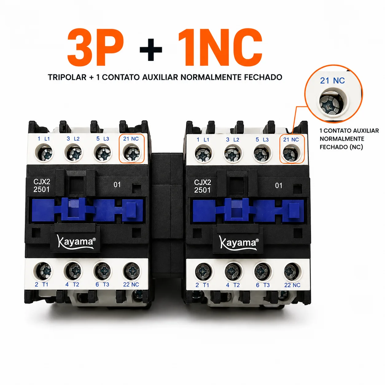 Contator Tripolar duplo CJX2-2510B - 220V- 50/60 HZ - com intertravamento - KAYAMA — imagem 4