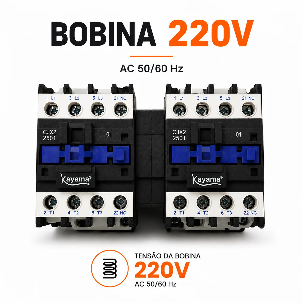 Contator Tripolar duplo CJX2-2510B - 220V- 50/60 HZ - com intertravamento - KAYAMA — imagem 5