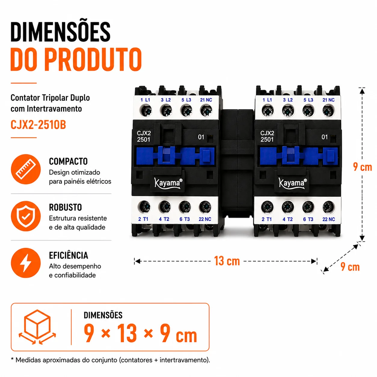 Contator Tripolar duplo CJX2-2510B - 220V- 50/60 HZ - com intertravamento - KAYAMA — imagem 10