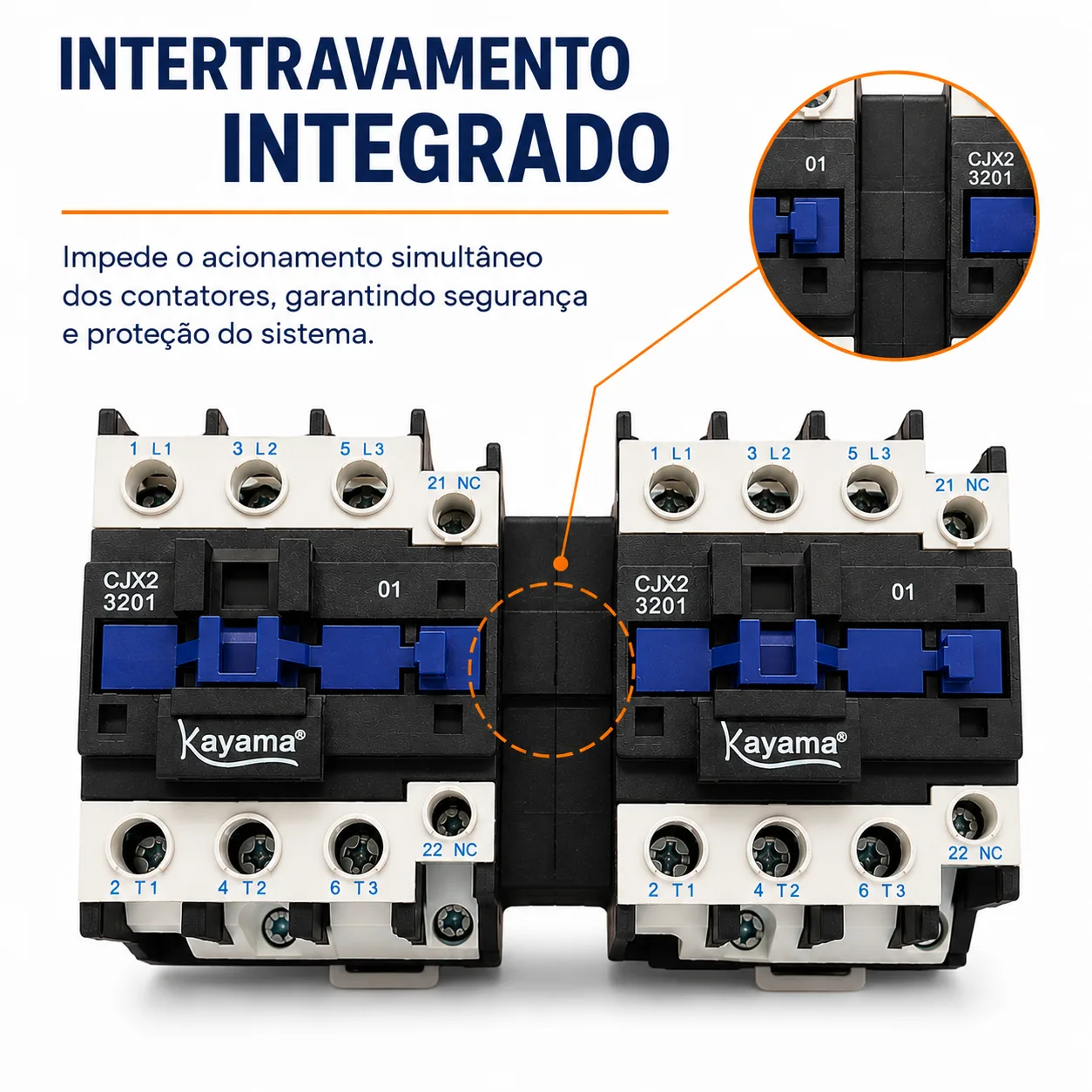 Contator Tripolar duplo CJX2-3210B - 220V- 50/60 HZ - com intertravamento - KAYAMA — imagem 4
