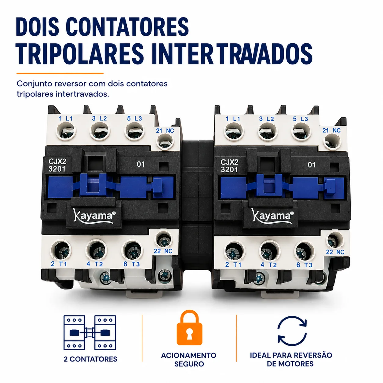 Contator Tripolar duplo CJX2-3210B - 220V- 50/60 HZ - com intertravamento - KAYAMA — imagem 5
