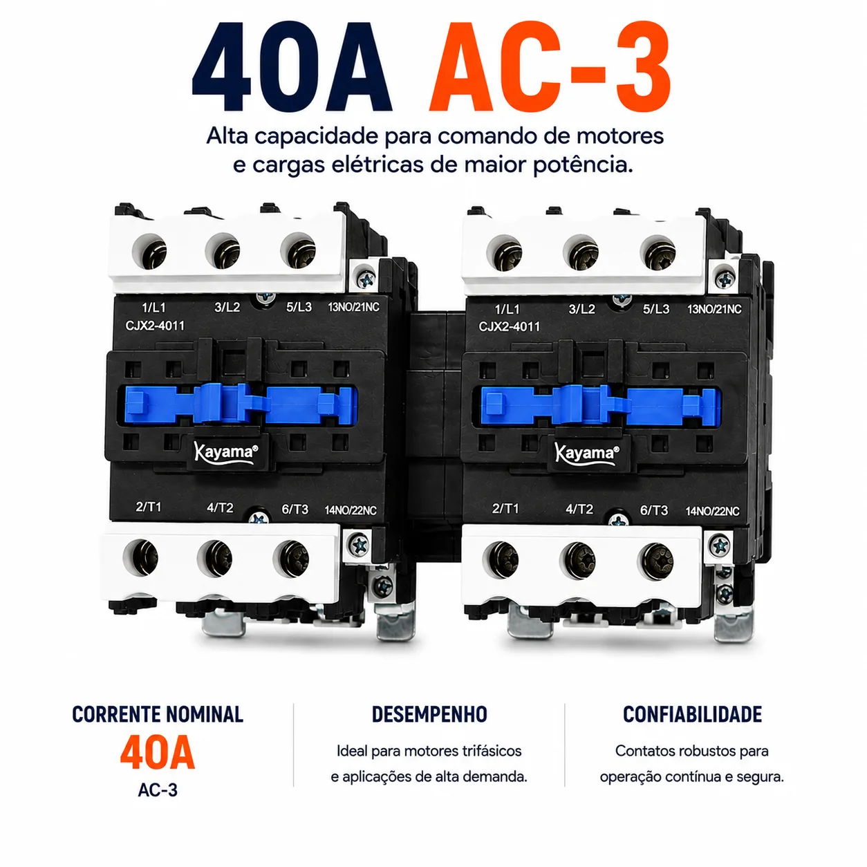 Contator Tripolar duplo CJX2-4011B - 220V- 50/60 HZ - com intertravamento - KAYAMA — imagem 4