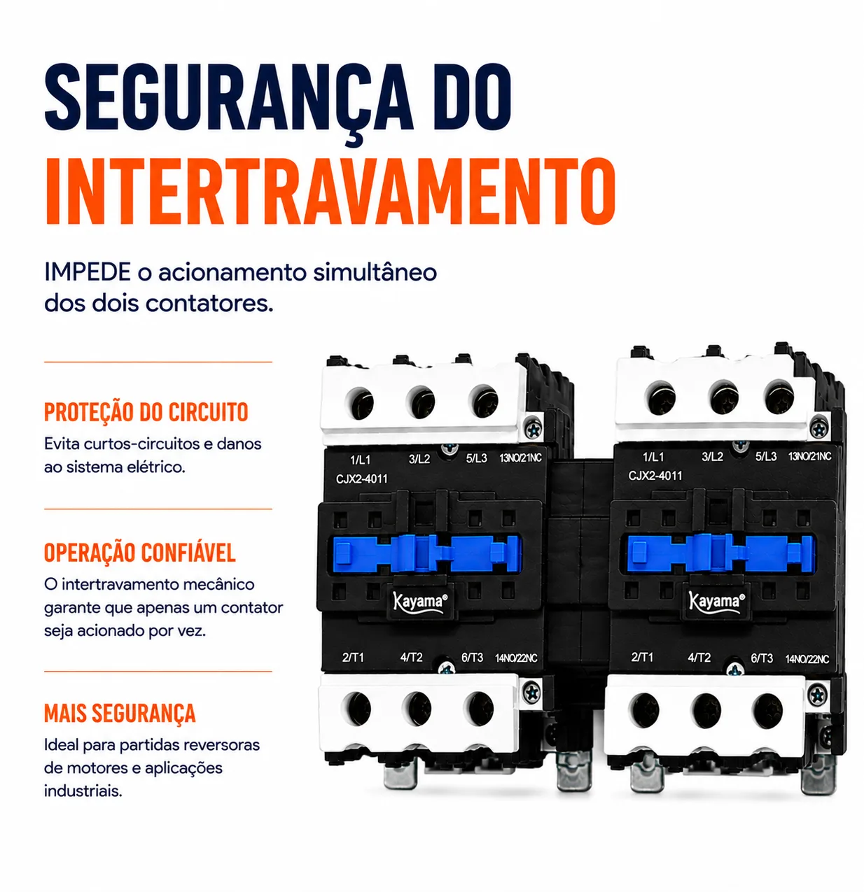 Contator Tripolar duplo CJX2-4011B - 220V- 50/60 HZ - com intertravamento - KAYAMA — imagem 7