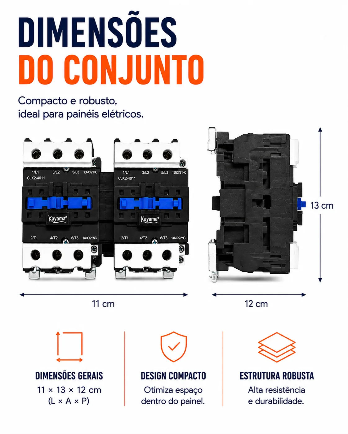 Contator Tripolar duplo CJX2-4011B - 220V- 50/60 HZ - com intertravamento - KAYAMA — imagem 9
