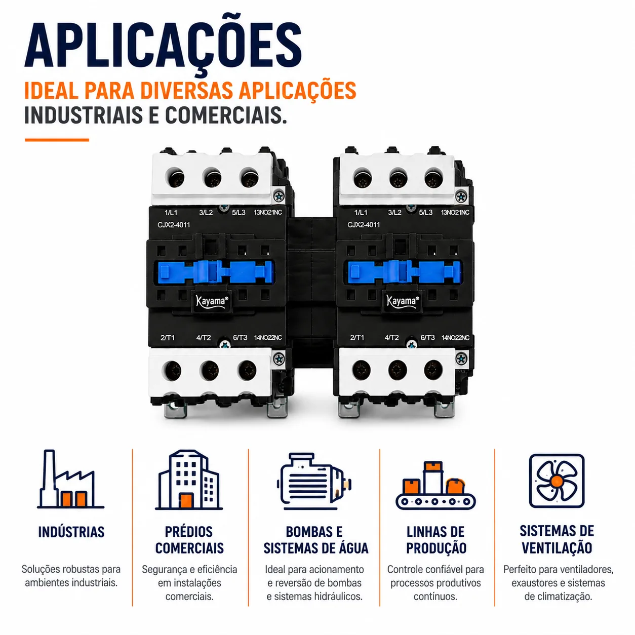 Contator Tripolar duplo CJX2-4011B - 220V- 50/60 HZ - com intertravamento - KAYAMA — imagem 10