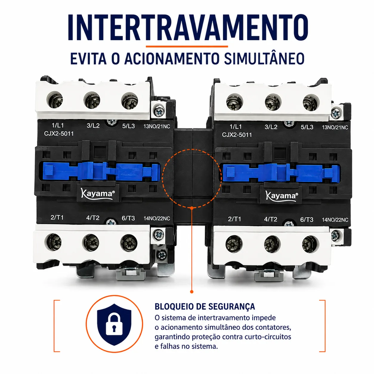 Contator Tripolar duplo CJX2-5011B - 220V- 50/60 HZ - com intertravamento - KAYAMA — imagem 3