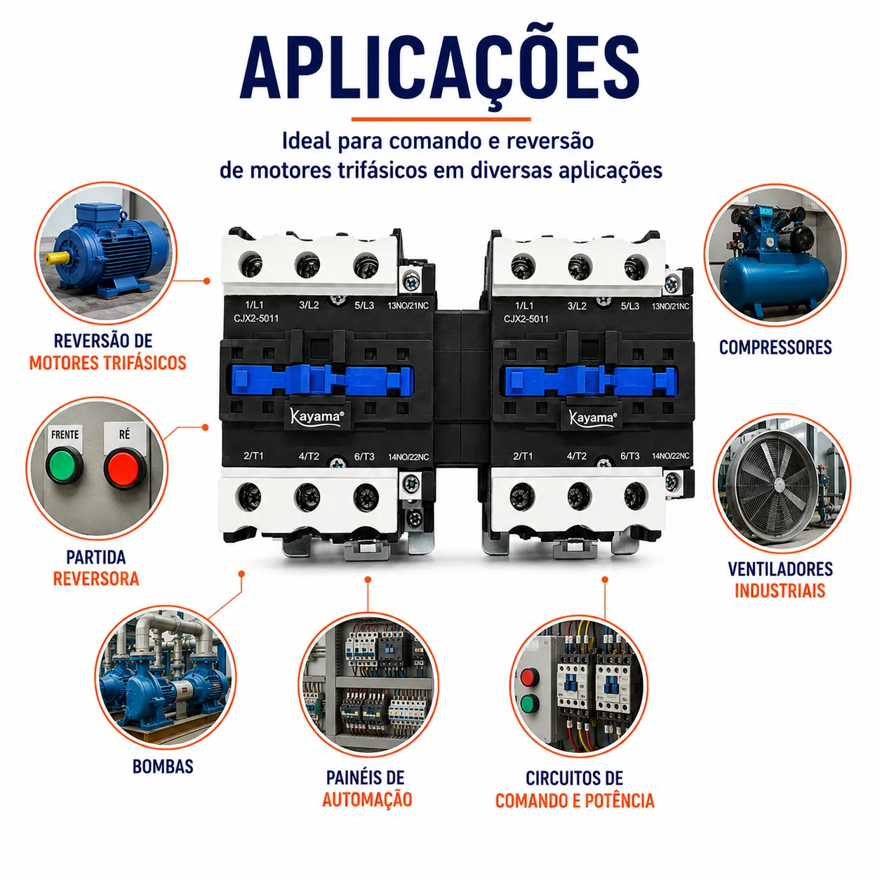 Contator Tripolar duplo CJX2-5011B - 220V- 50/60 HZ - com intertravamento - KAYAMA — imagem 6