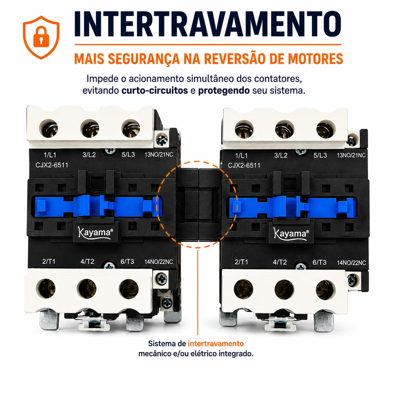 Contator Tripolar duplo CJX2-6511B - 220V- 50/60 HZ - com intertravamento - KAYAMA — imagem 4