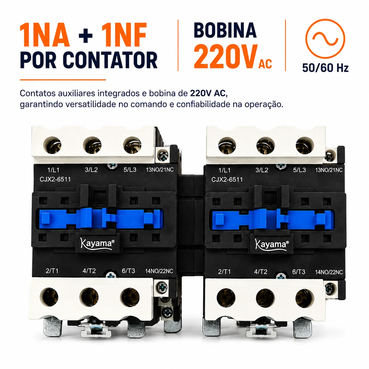 Contator Tripolar duplo CJX2-6511B - 220V- 50/60 HZ - com intertravamento - KAYAMA — imagem 5