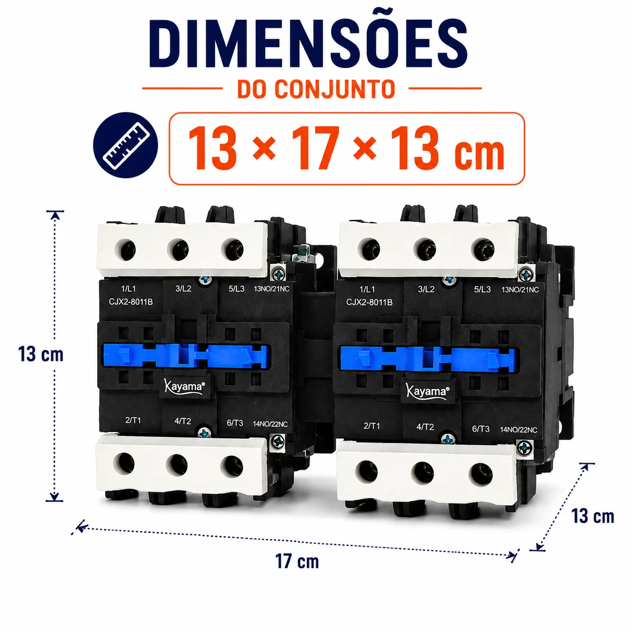 Contator Tripolar duplo CJX2-8011B - 220V- 50/60 HZ - com intertravamento - KAYAMA — imagem 7
