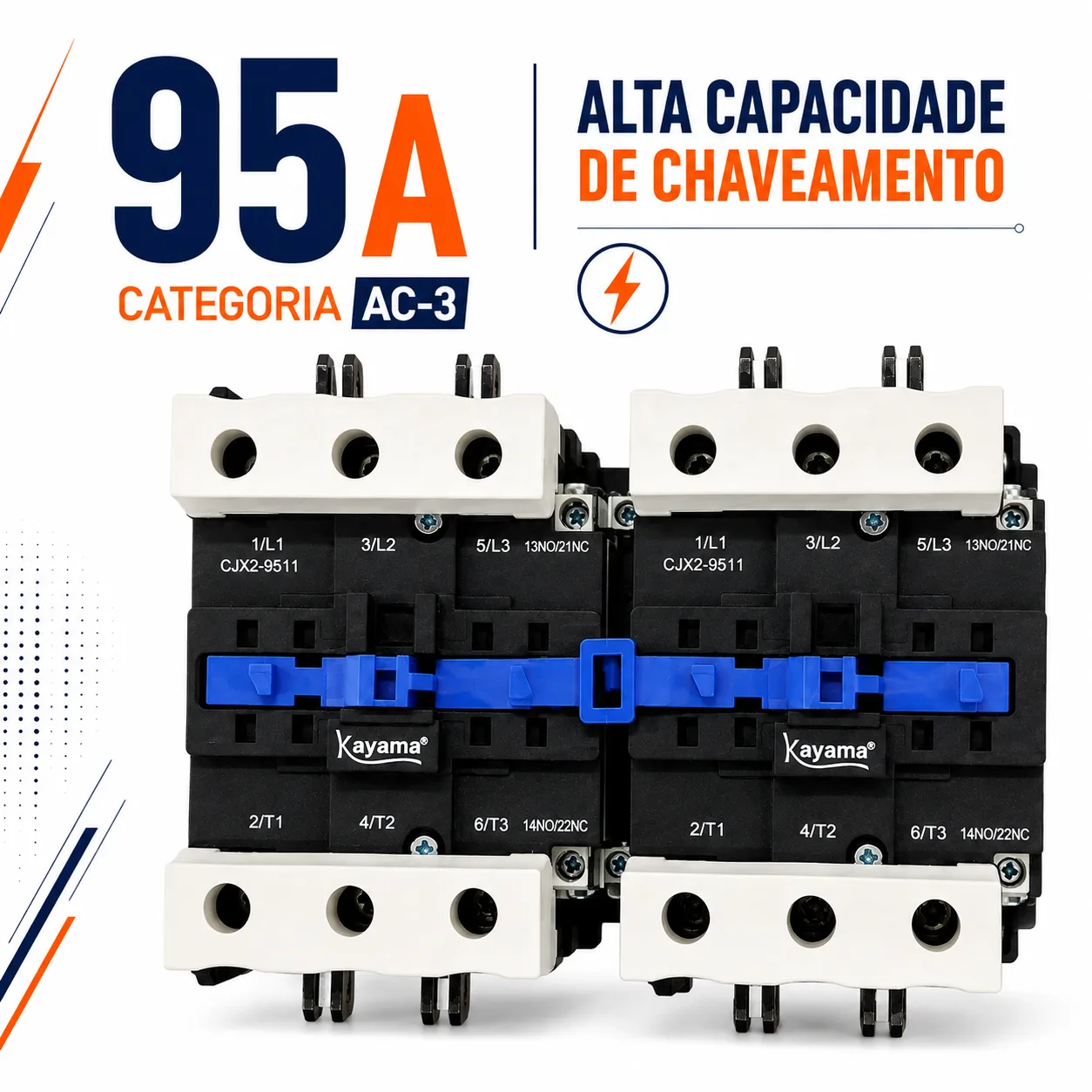 Contator Tripolar duplo CJX2-9511B - 220V- 50/60 HZ - com intertravamento - KAYAMA — imagem 2