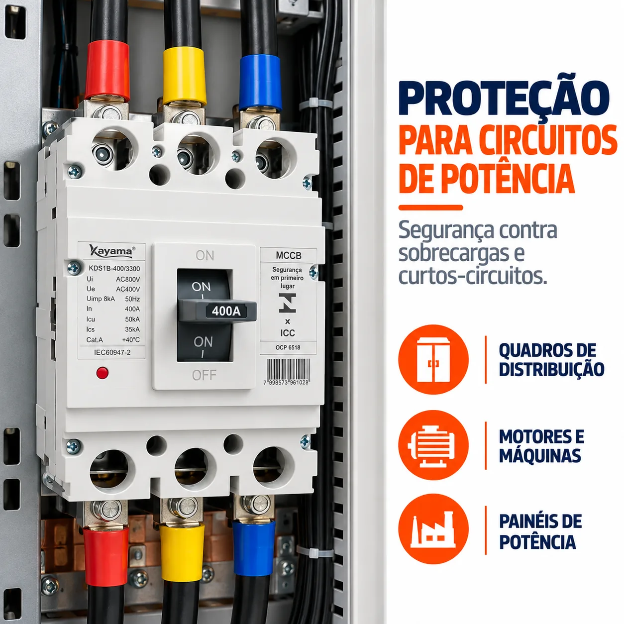 Disjuntor Caixa Moldada MCCB-KD630 -03100 - Tripolar 100A - KAYAMA — imagem 4