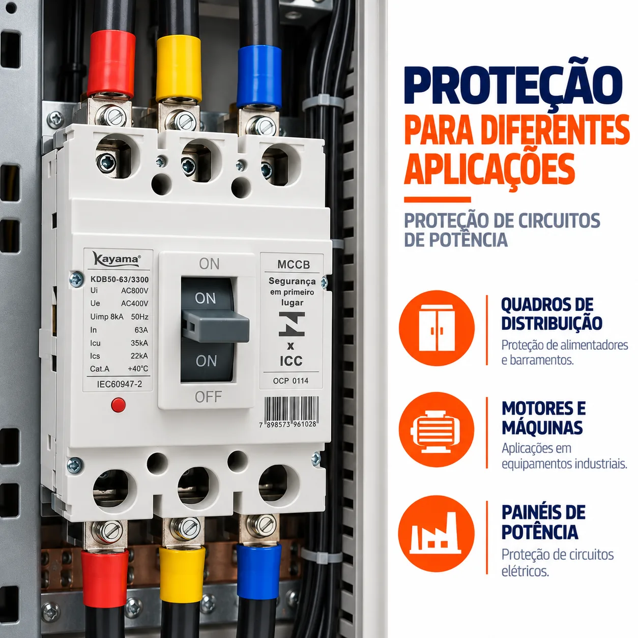 Disjuntor Caixa Moldada MCCB-KD630 -03125 - Tripolar 125A - KAYAMA — imagem 4