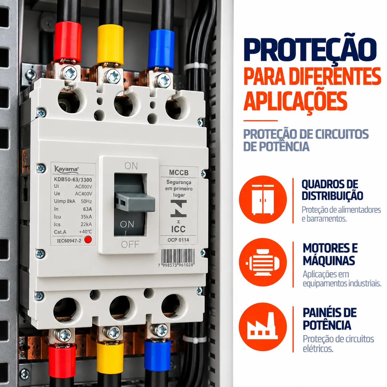 Disjuntor Caixa Moldada MCCB-KD630 -03250 - Tripolar 250A - KAYAMA — imagem 4