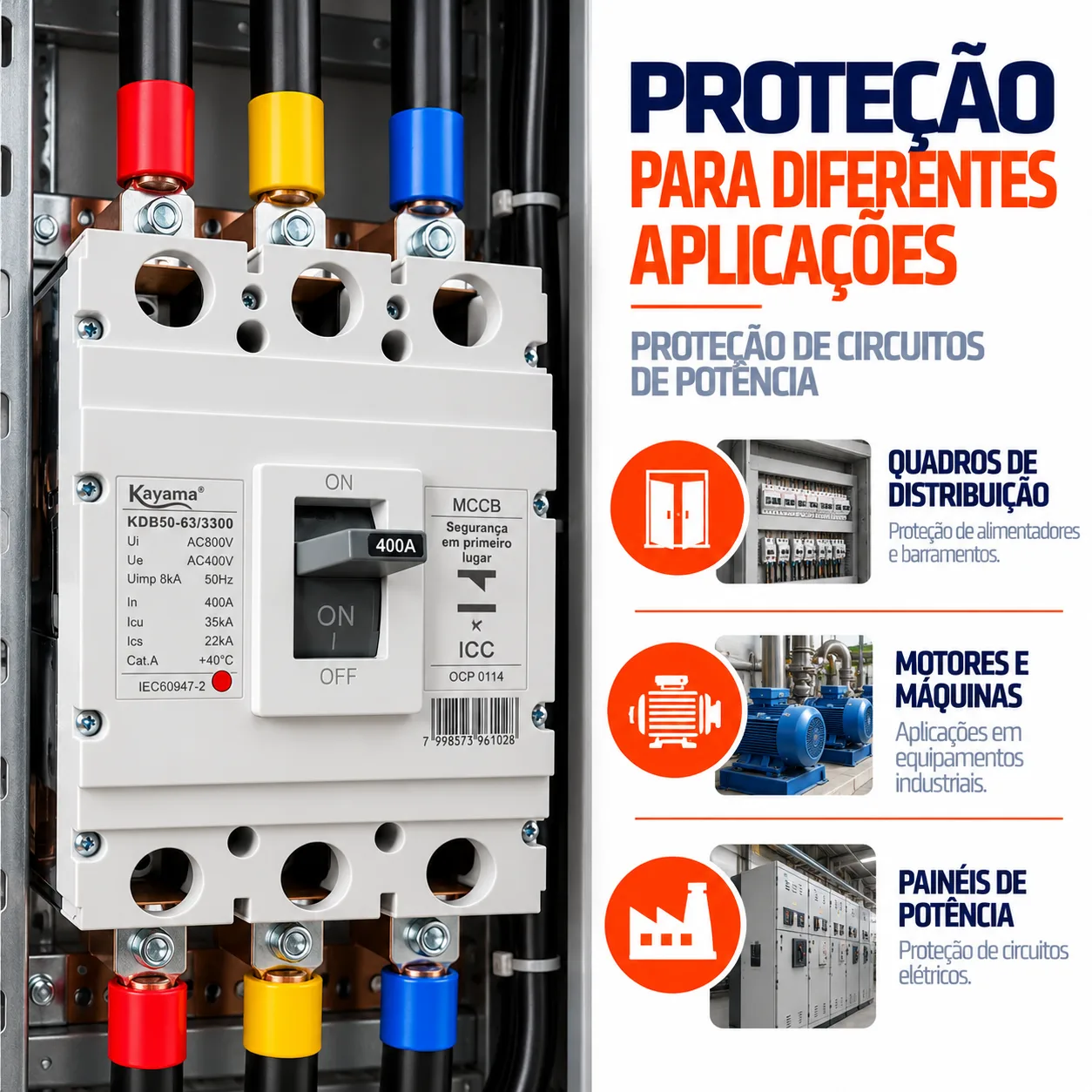 Disjuntor Caixa Moldada MCCB-KD630 -03400 - Tripolar 400A - KAYAMA — imagem 4