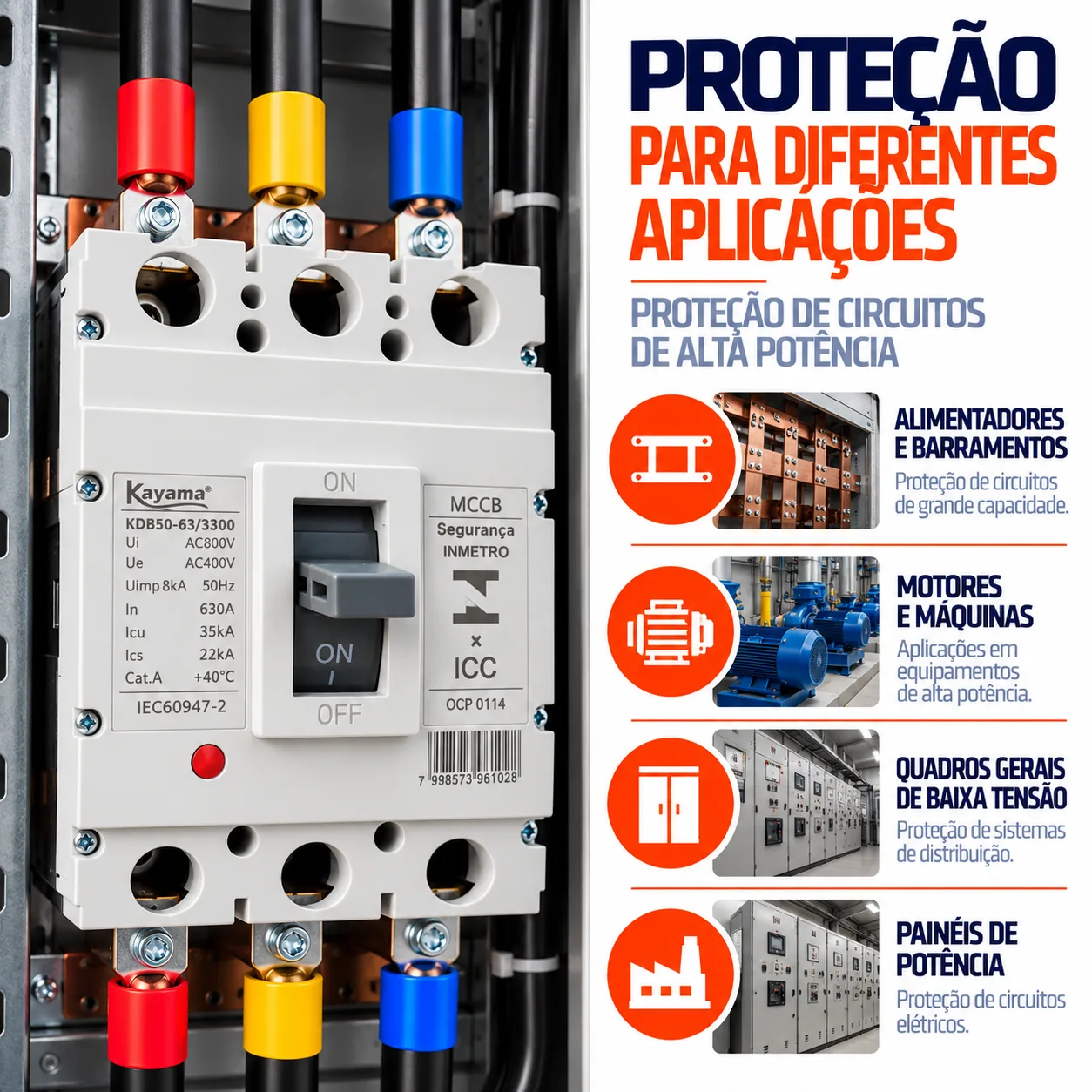 Disjuntor Caixa Moldada MCCB-KD630 -03630 - Tripolar 630A - KAYAMA — imagem 4