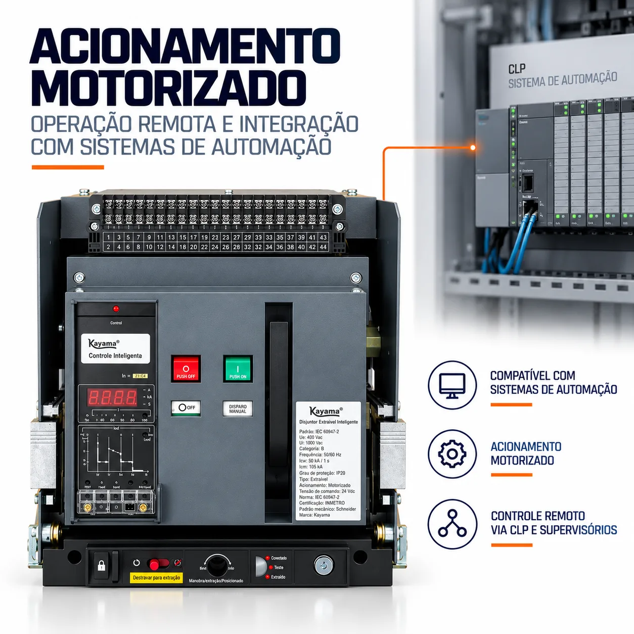 Disjuntor Motorizado ACB-ST45-2000 - 630A Extraível - KAYAMA — imagem 2