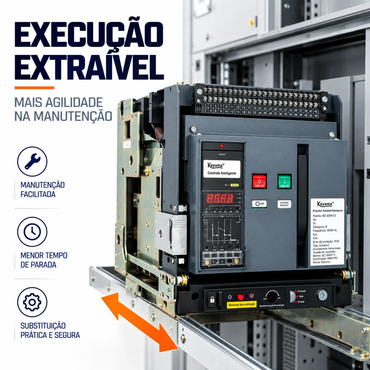 Disjuntor Motorizado ACB-ST45-3200 - 2500A Extraível- KAYAMA — imagem 3