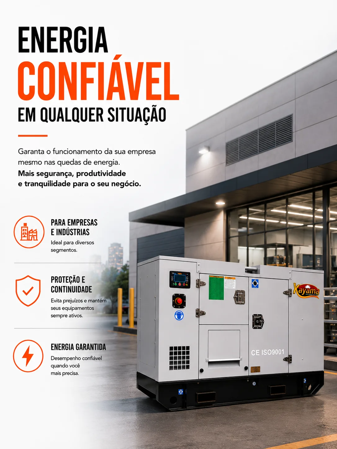 Gerador de Energia Elétrica à Diesel 85 KVA Trifásico Kayama Insonorizado modelo K85000PSP3E 266/460V 60 HZ — imagem 6