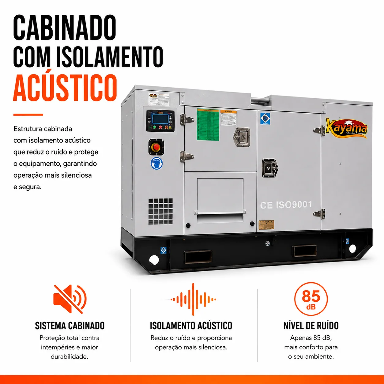 Gerador de Energia Elétrica à Diesel 85 KVA Trifásico Kayama Insonorizado modelo K85000PSP3E 127/220V 60 HZ — imagem 3