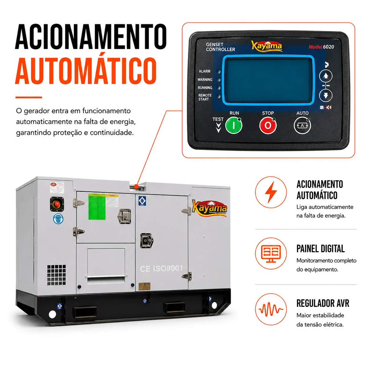 Gerador de Energia Elétrica à Diesel 85 KVA Trifásico Kayama Insonorizado modelo K85000PSP3E 120/208V 60 HZ — imagem 2