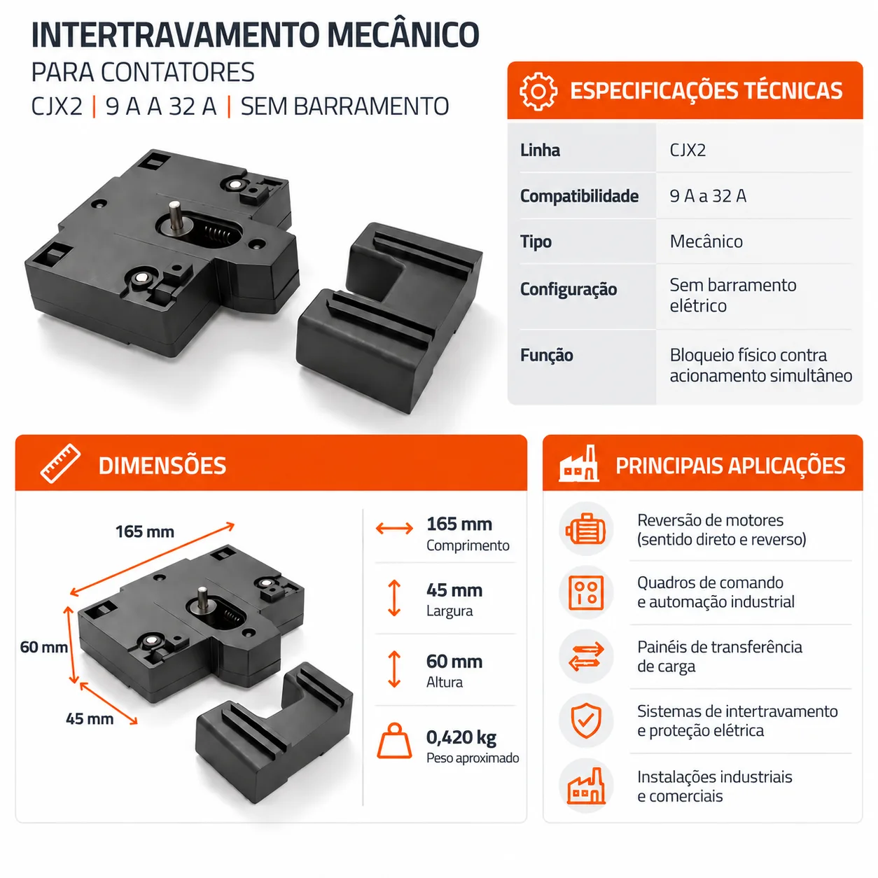 Intertravamento mecânico CJX2 de 9 a 32 A s/barramento- KAYAMA — imagem 3