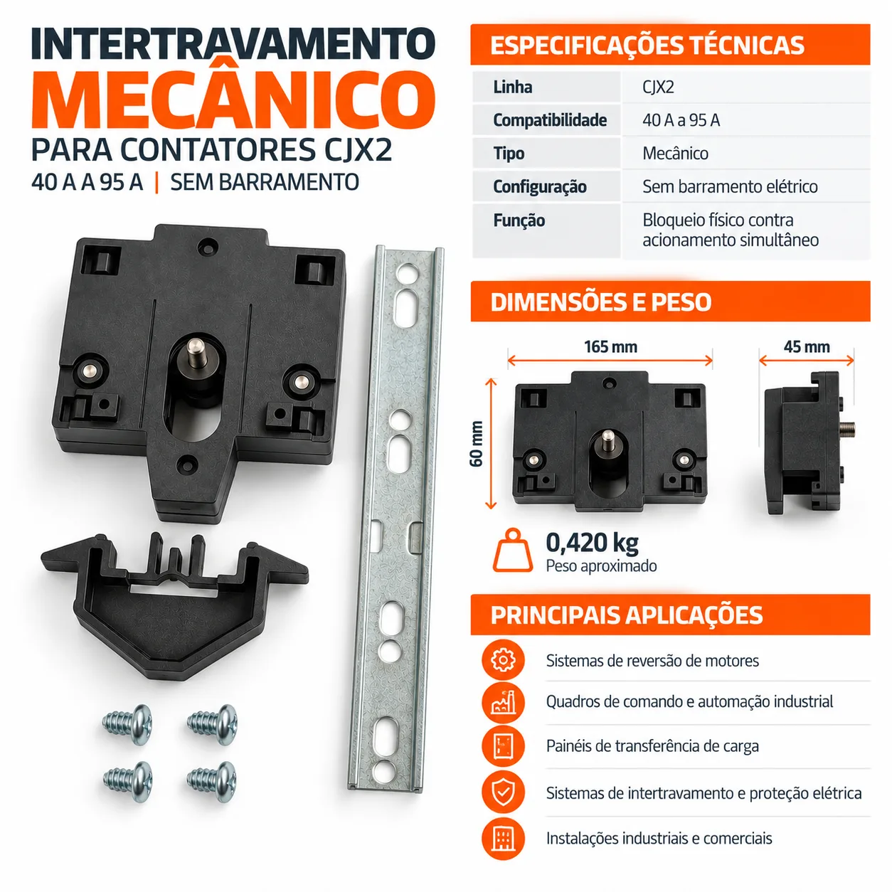 Intertravamento mecânico CJX2 de 40 a 95 A s/barramento- KAYAMA — imagem 3