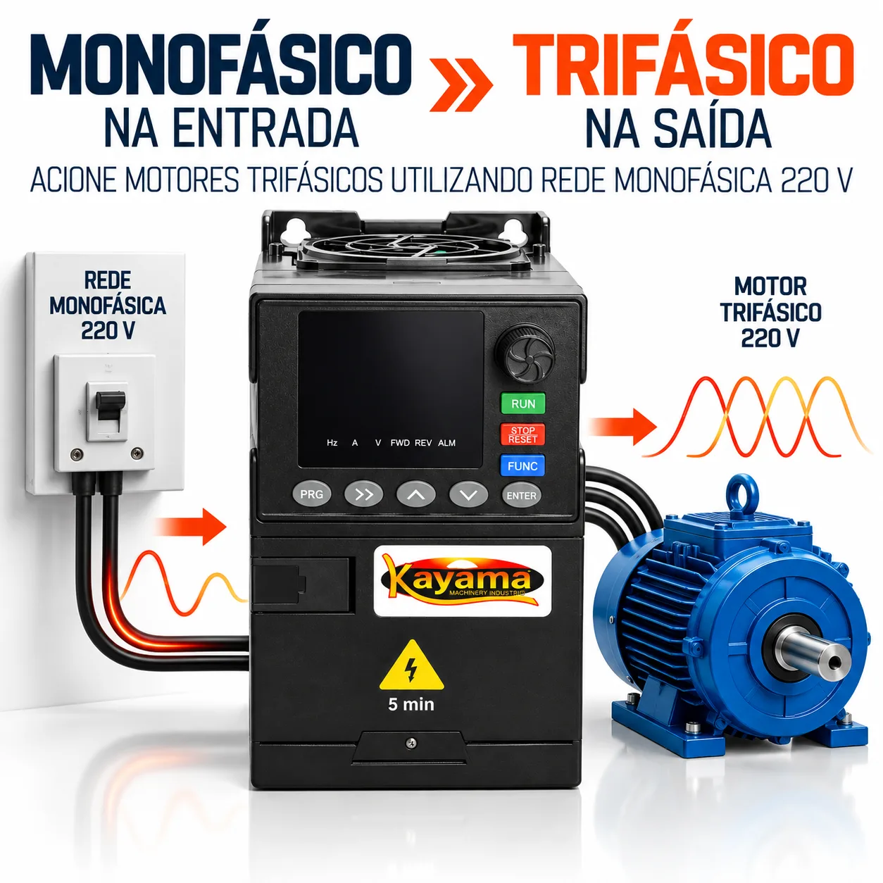 Inversor de Frequência Monofásico/Trifásico 5 CV 220V IFMT1030-50 Kayama — imagem 3