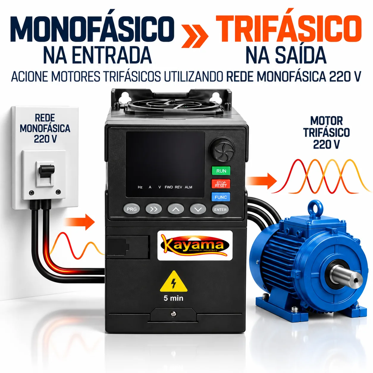 Inversor de Frequência Monofásico/Trifásico 7,5 CV 220V IFMT1030-75 Kayama — imagem 3