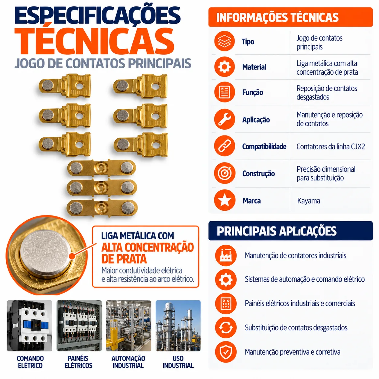 Jogo de contato contator CJX2 - 3210B- KAYAMA — imagem 3