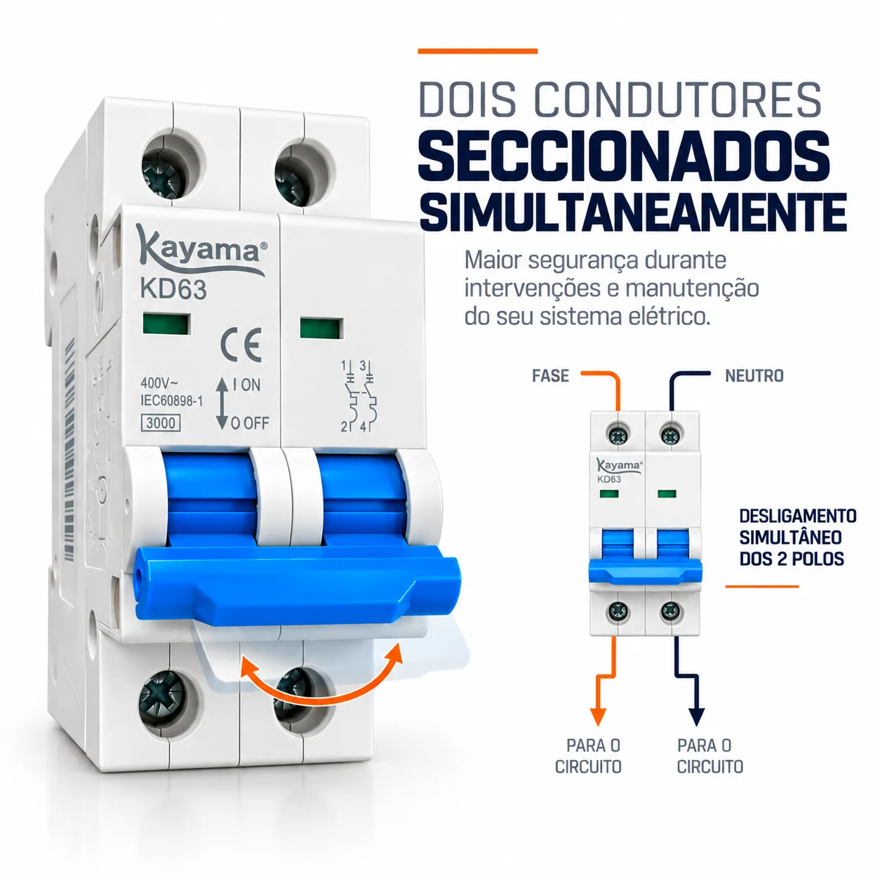 Mini-disjuntor DIN Bipolar Curva C 2A — imagem 3