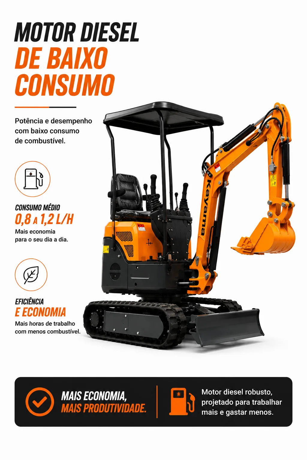 Mini Escavadeira Kayama modelo:KME1000TD 1t — imagem 5