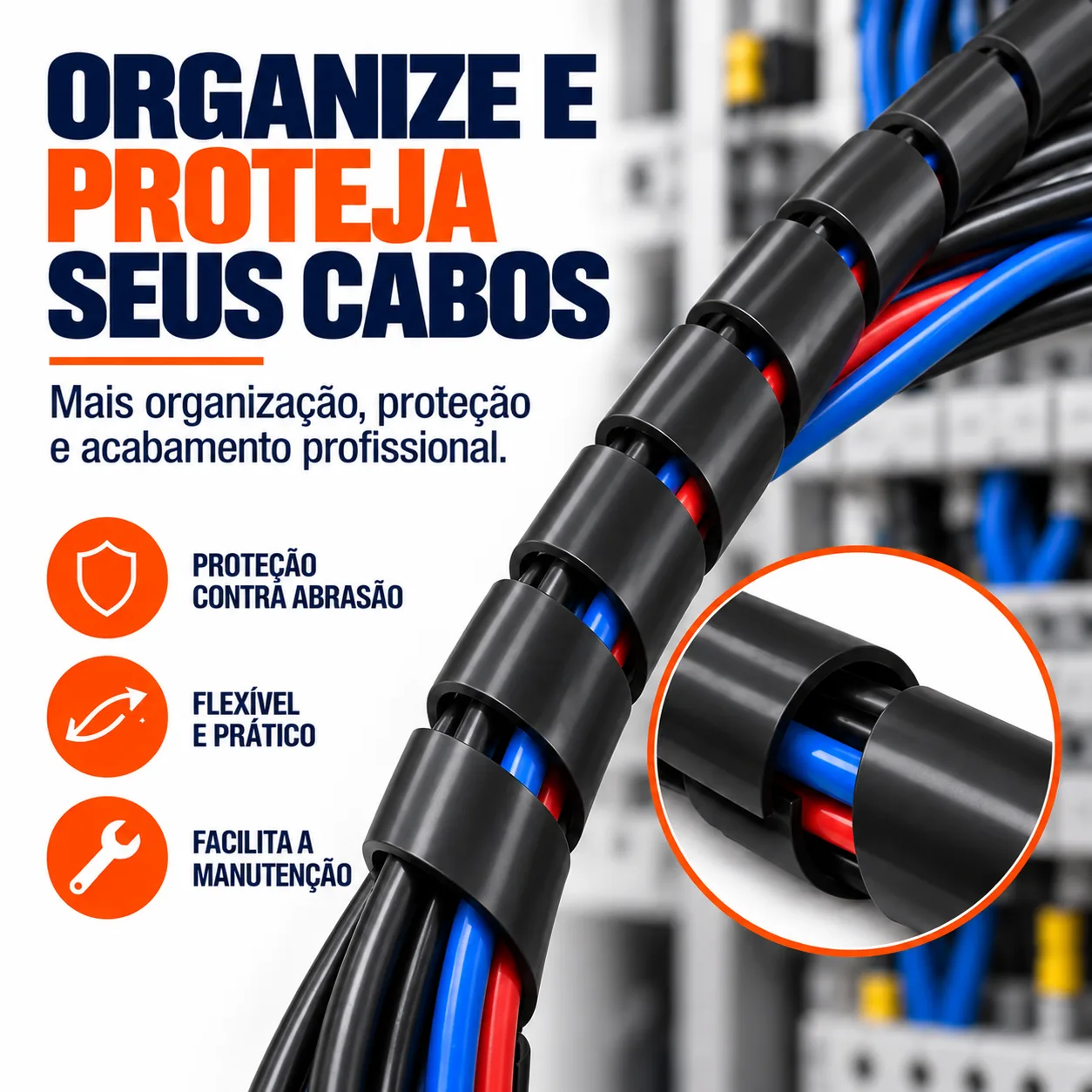 Organizador de Cabos espiral Preto Kayama 4 mm c/ 25 metros — imagem 2