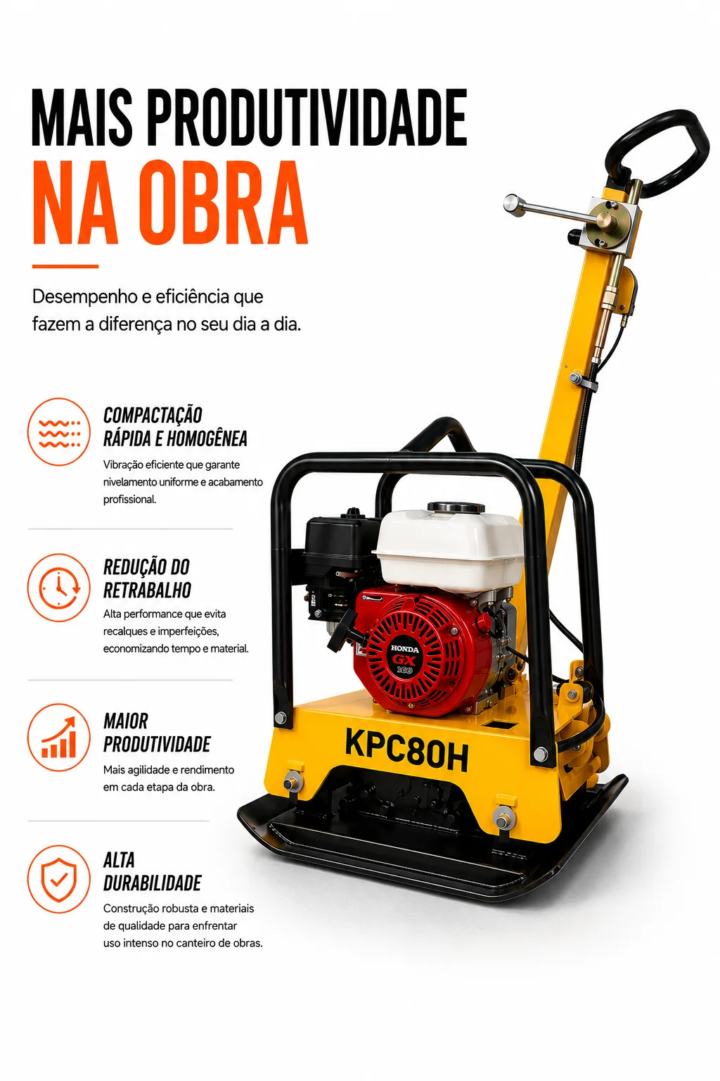 Placa Vibratória à gasolina 90 Kg Kayama modelo:KPC90H — imagem 5