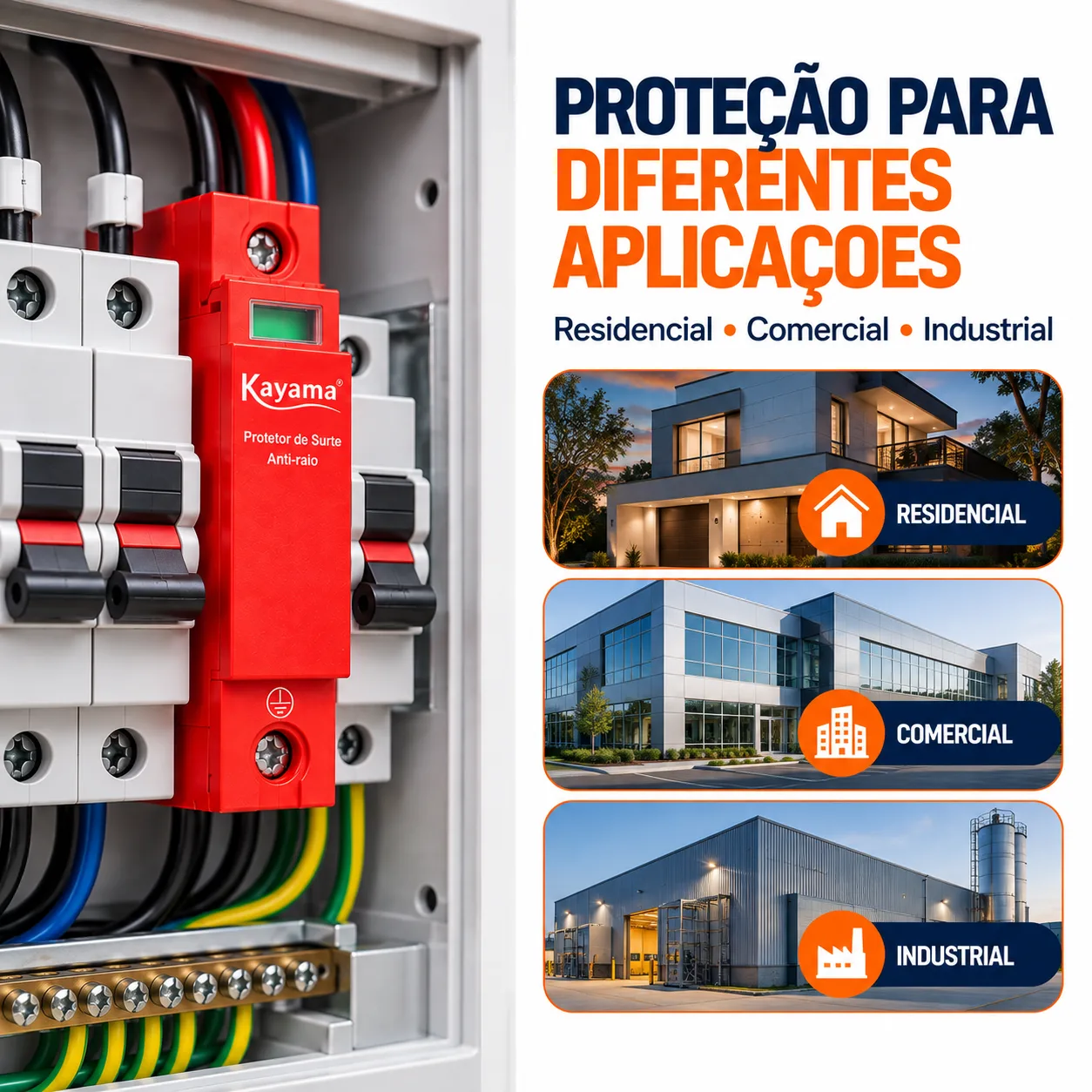 Protetor de Surto DPS Antiraio 65KA 275V 1P DPS-165 Kayama — imagem 3