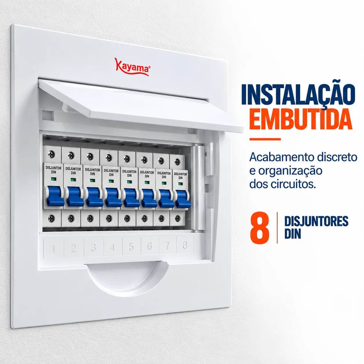 Quadro de Distribuição Embutir para 8 disjuntores QDE8D Kayama — imagem 2