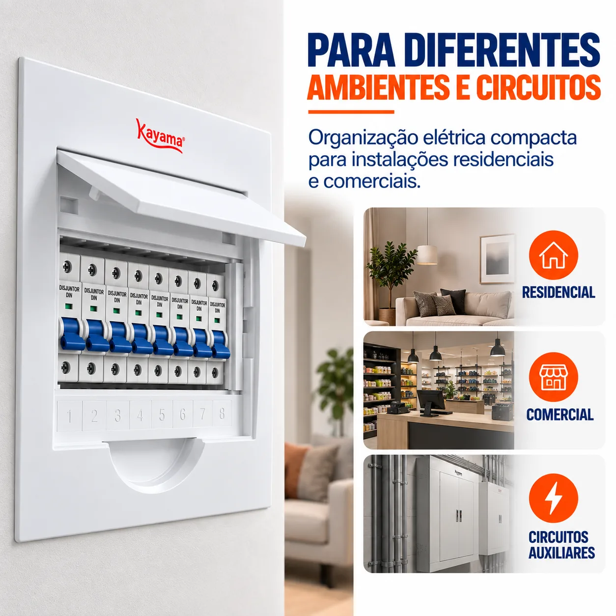 Quadro de Distribuição Embutir para 8 disjuntores QDE8D Kayama — imagem 3