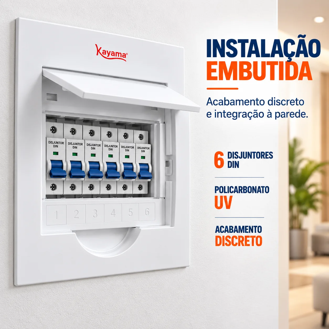 Quadro de Distribuição Embutir para 6 disjuntores QDE6D Kayama — imagem 2