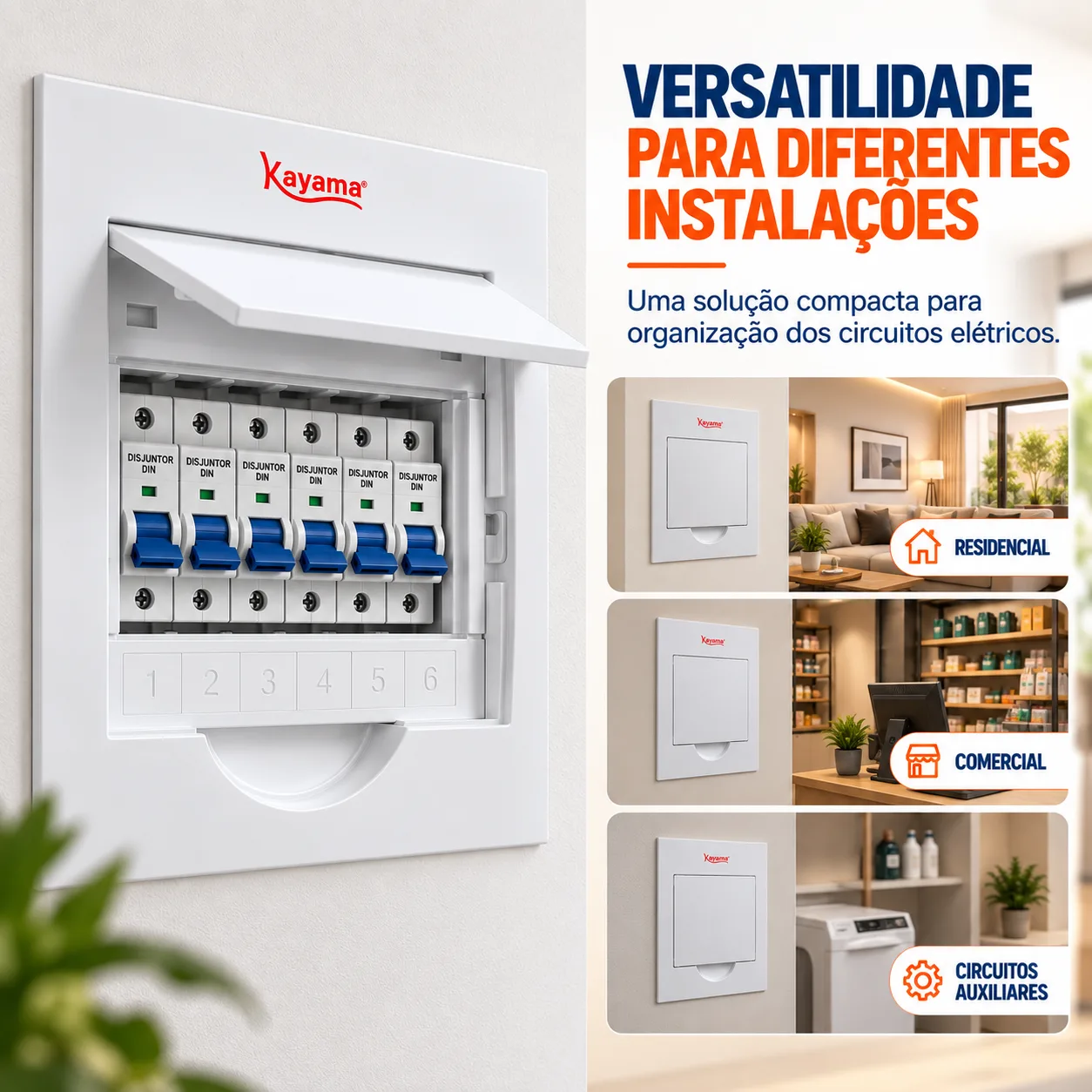 Quadro de Distribuição Embutir para 6 disjuntores QDE6D Kayama — imagem 3